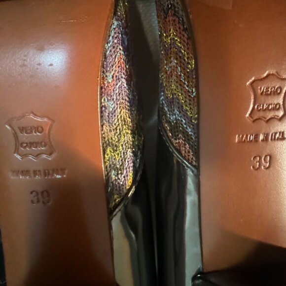 Metallic leather & pastel MISSONI print - platform boots made in Italy - size 39 - Picture 3 of 13